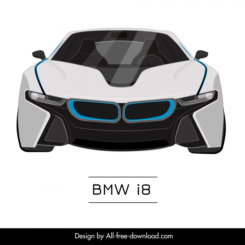 bmw i8 car model advertising template modern symmetric front view outline 