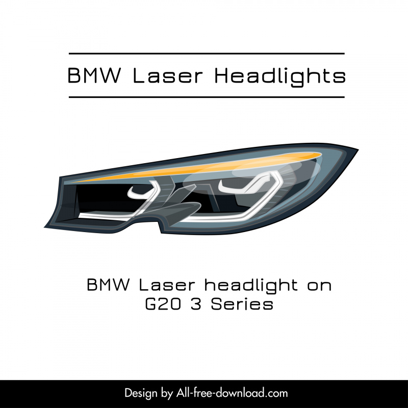 bmw laser headlight advertising banner template modern flat sketch 