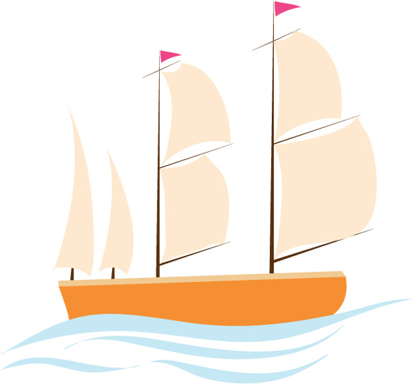 Sailing boat vector illustration with cartoon style Free vector in