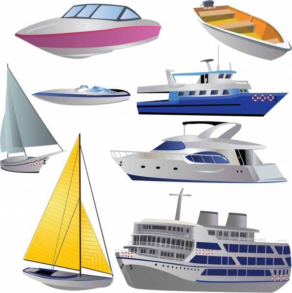 boat cruise icons modern 3d sketch