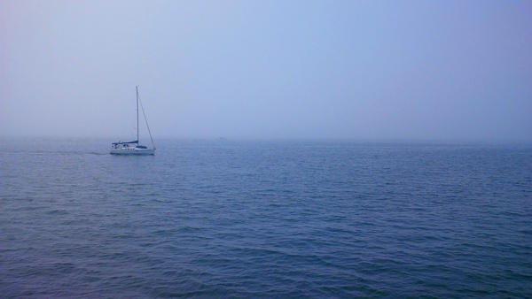 boat fog light morning nobody ocean outdoors peace 