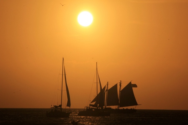 boats under the fading sun at key west florida