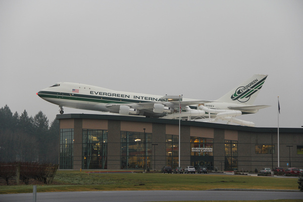 boeing 747 121 on top of the evergreen water park