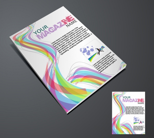 magazine cover template colorful dynamic curves decor
