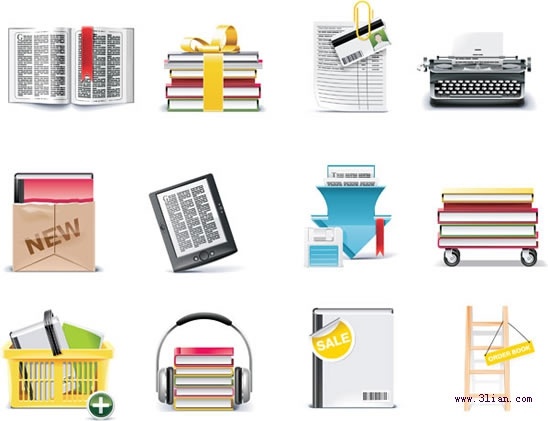 stationery icons shiny modern colored design