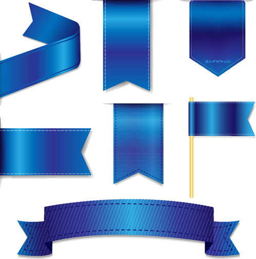 bookmarks with ribbon blue vector 