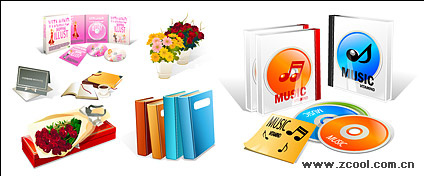 Books, such as CD-ROM icon vector material bouquets