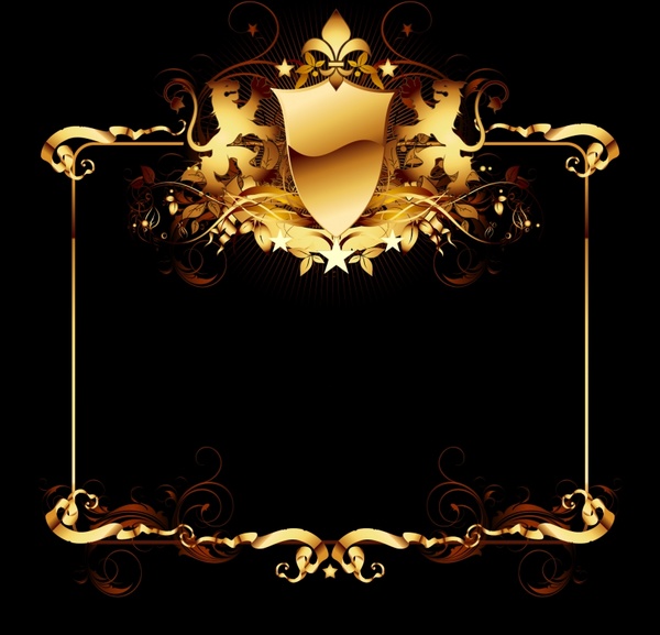 frame template shiny golden seamless decor