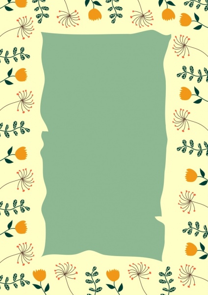 border template natural flower decoration colored repeating style