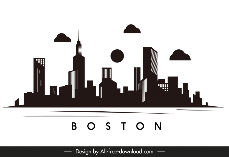 boston skyline backdrop template flat silhouette design