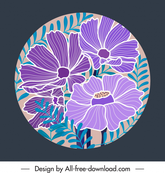 botanical background template handdrawn vintage design circle isolation