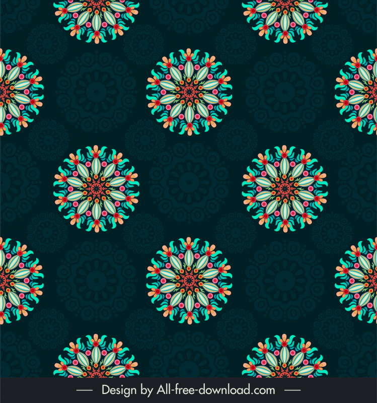 botanical mandala pattern elegant classical repeating petals decor