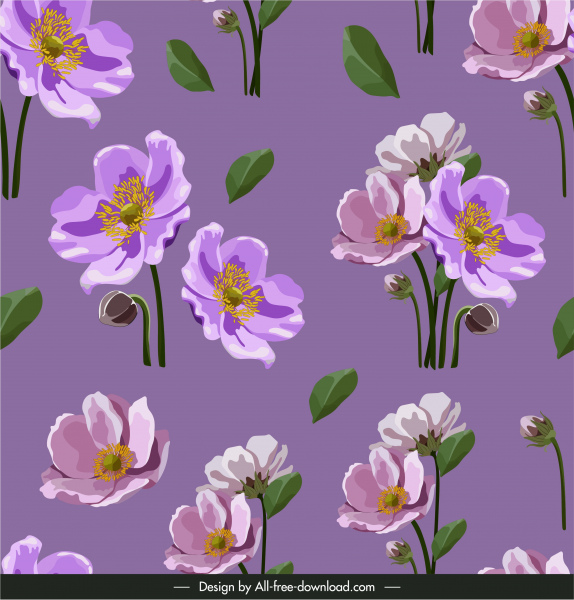 botany pattern template elegant design violet classic handdrawn