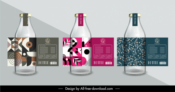 bottle label templates elegant geometrical plant decor
