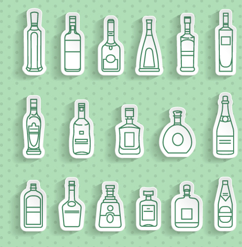 bottle stickers vector set