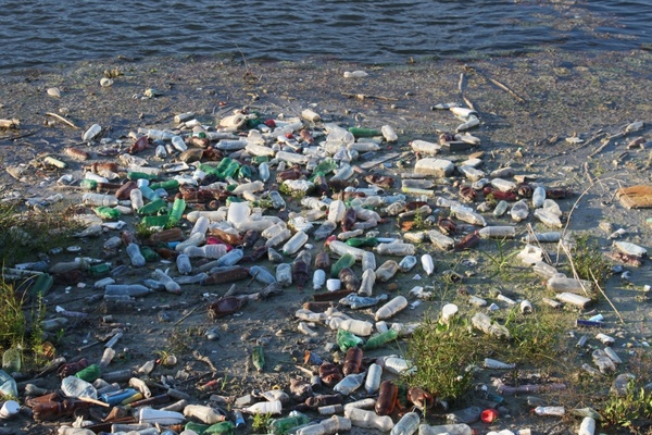bottles dump floating
