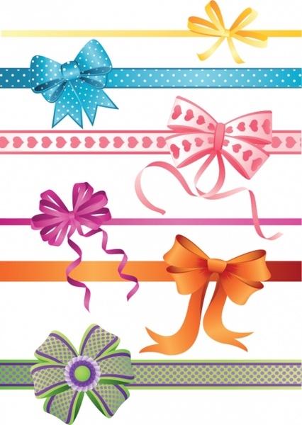 decorative bow icons colorful 3d design
