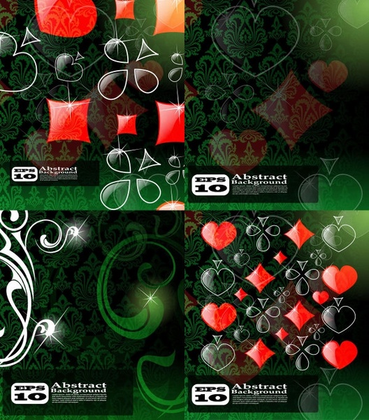 box clubs spades hearts brilliant shading pattern vector
