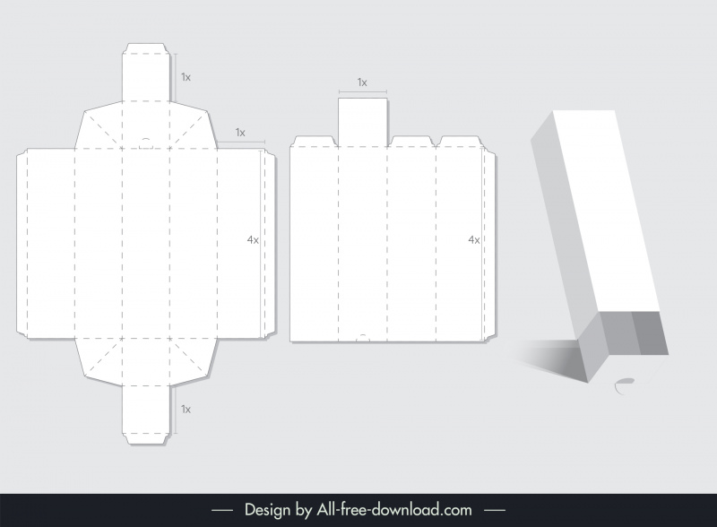 box packaging instruction design element modern flat 3d sketch