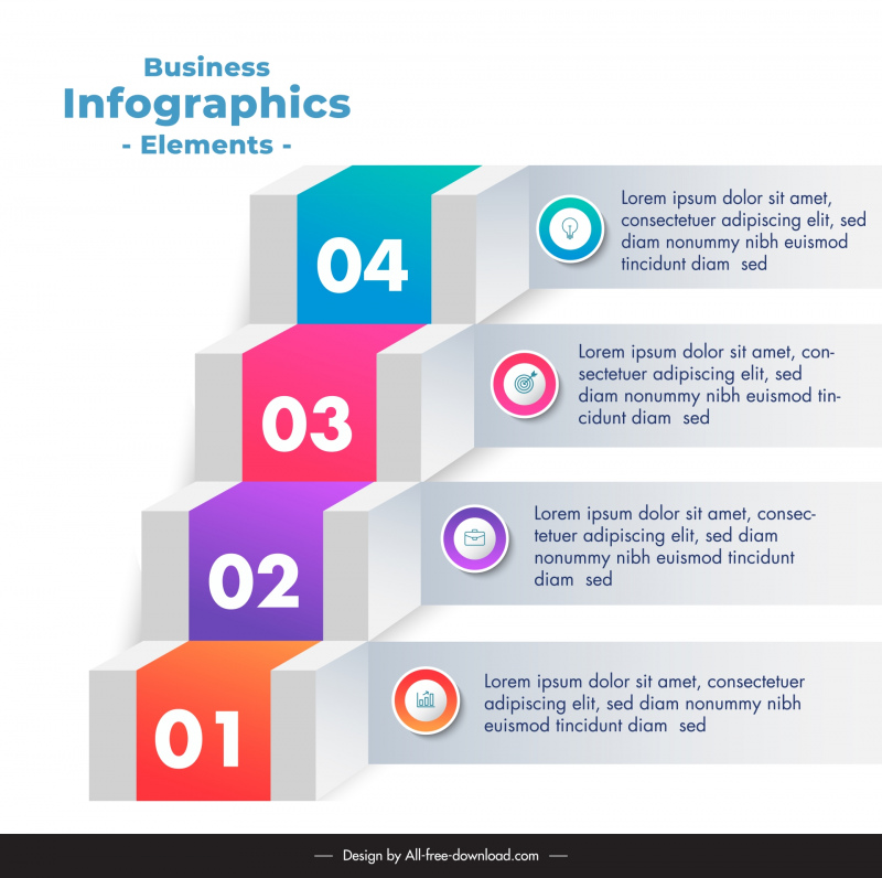 boxs infographic template 3d stairs shape