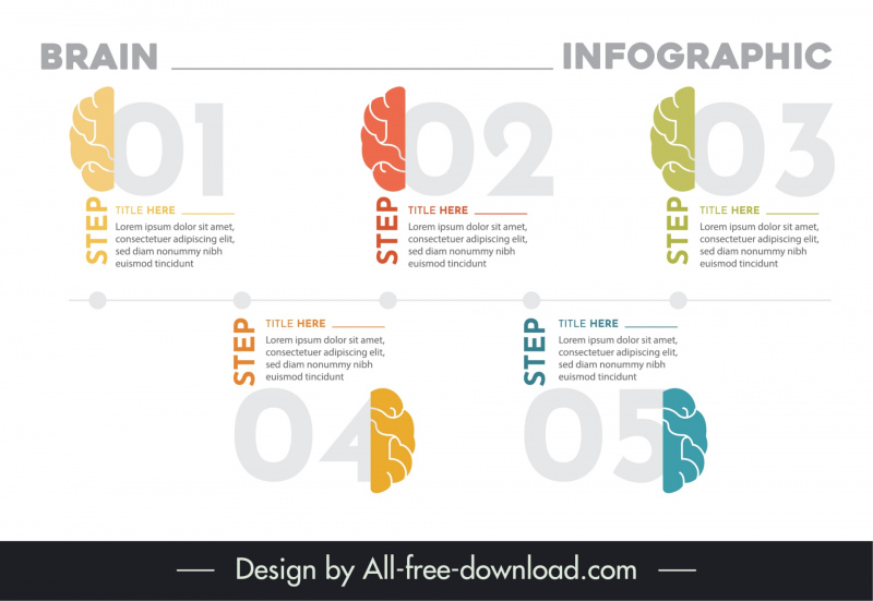brain infographic design elements flat bright design 