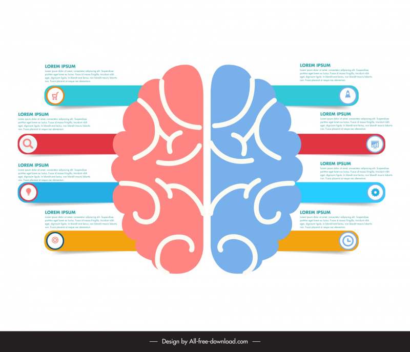 brain infographic template symmetric flat layout 