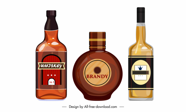 brandy design elements bottle sketch flat design