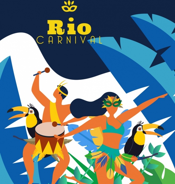brazil carnival banner dancer icons mask logo decor