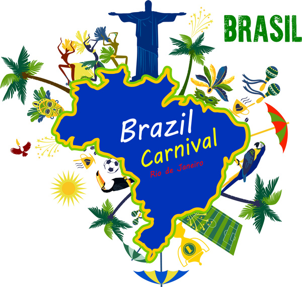 brazil carnival postcard flyer travel design