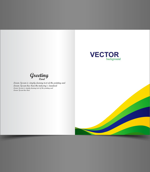 brazil creative flag colors concept greeting card colorful wave vector