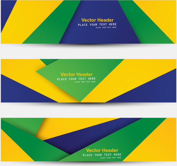 brazil flag colors concept banner and header set stylish wave illustration vector