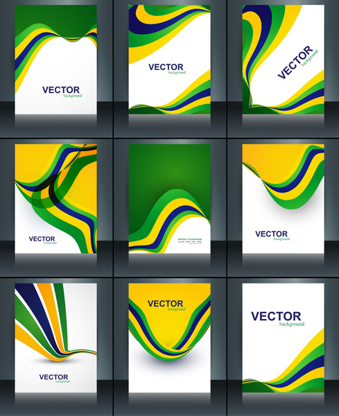 brazil flag concept beautiful collection brochure template business wave presentation reflection vector
