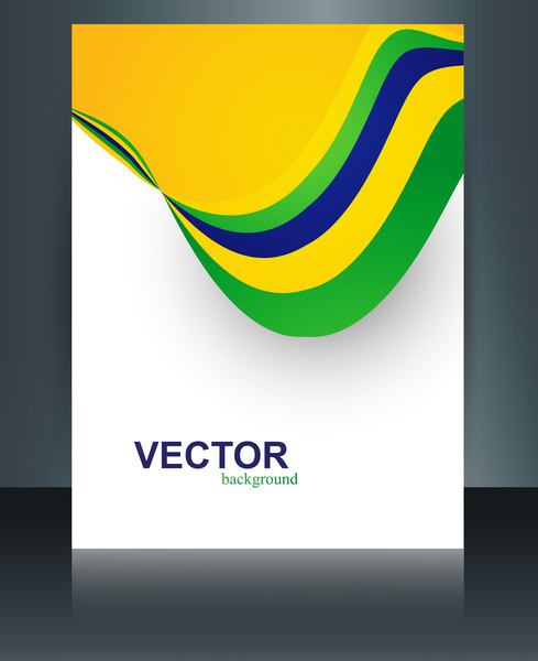 brazil flag reflection brochure concept creative business template colorful wave background