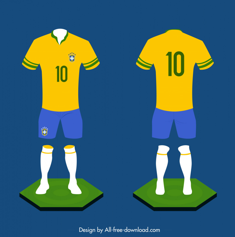 brazil football kit template modern 3d sketch