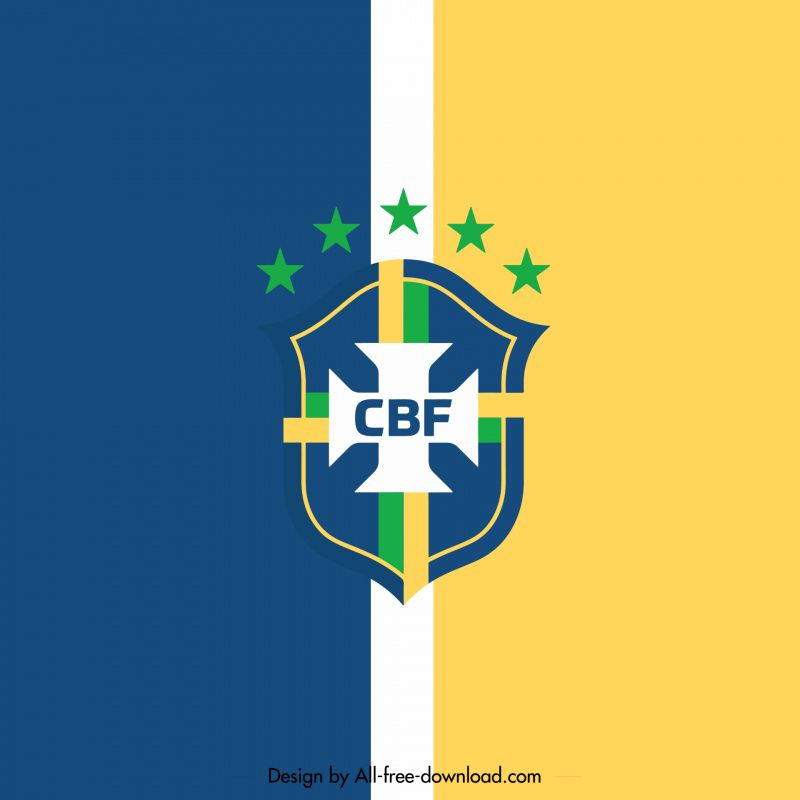 brazil football team logo template flat symmetric geometrical design 
