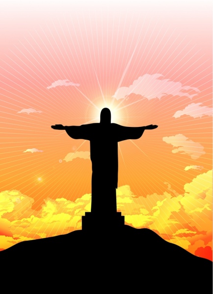 brazil landscape background christ statue icon silhouette design