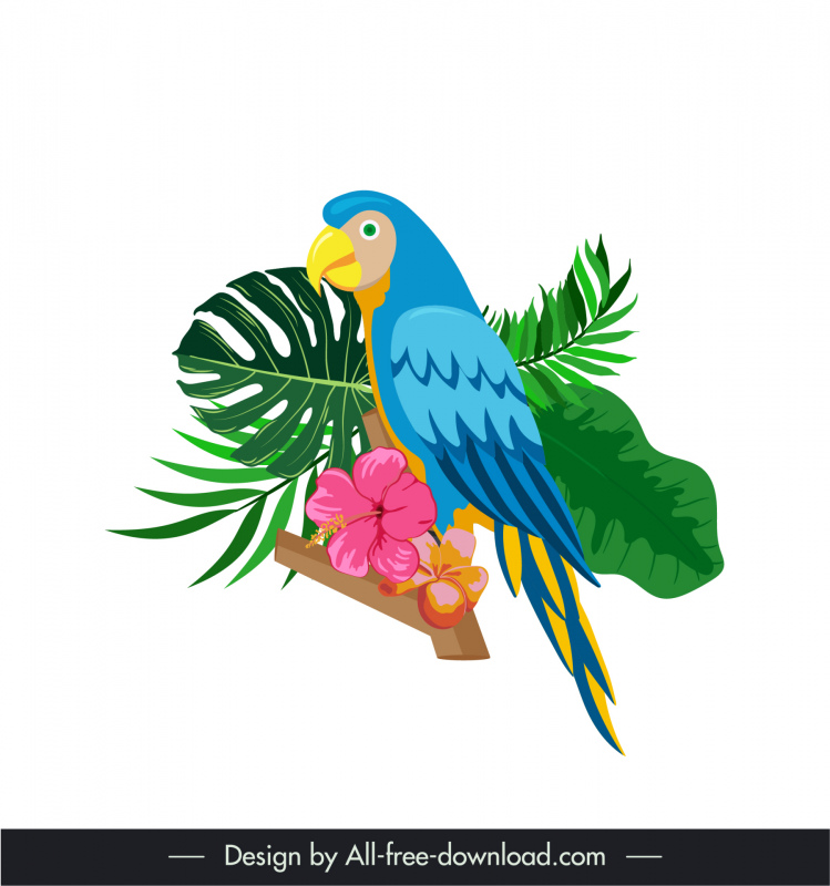 brazil symbol icon parrot leaves flowers sketch 