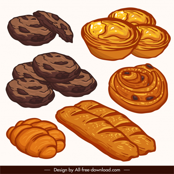 bread icons classical handdrawn sketch