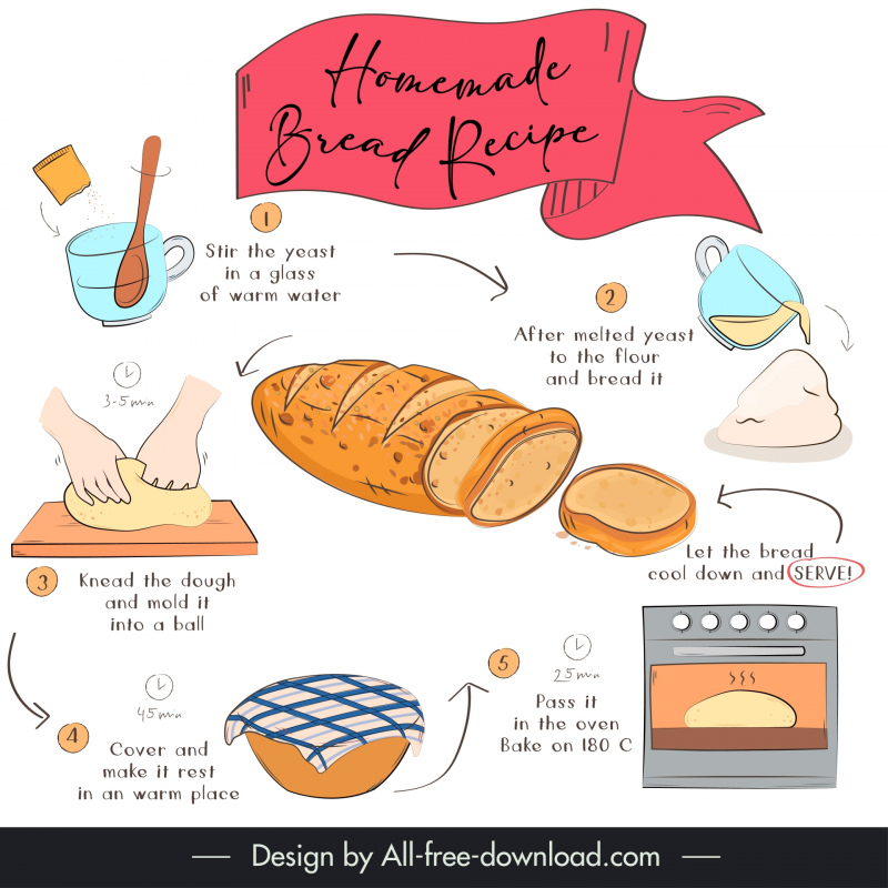 bread making recipe  infographic classic design