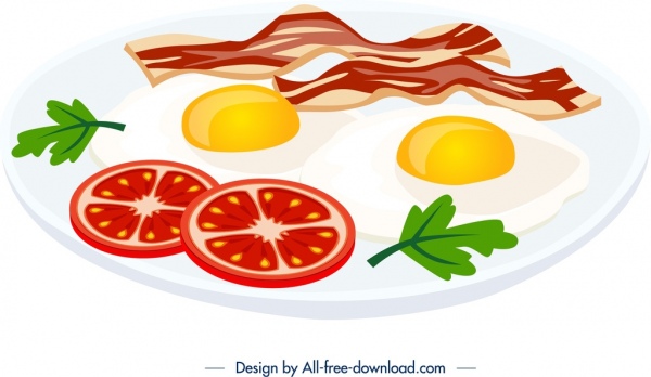 breakfast cuisine template bacon egg tomato icons