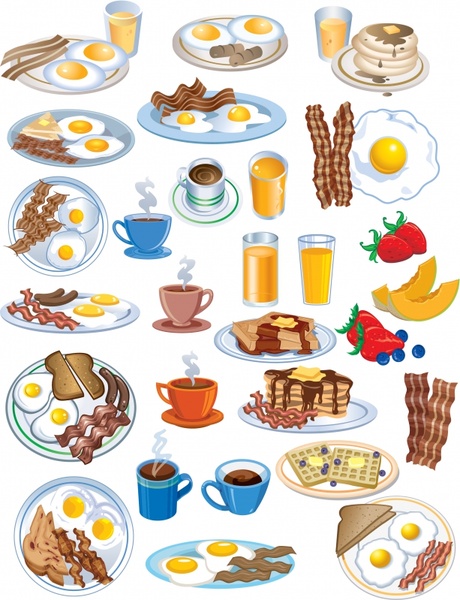 cuisine icons colorful modern sketch