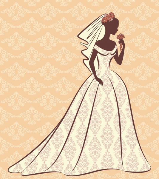 bridal background template elegant classical flat silhouette decor