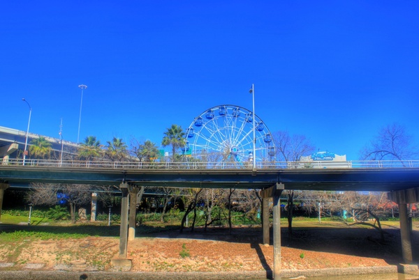 bridge and ferris wheel in houston texas