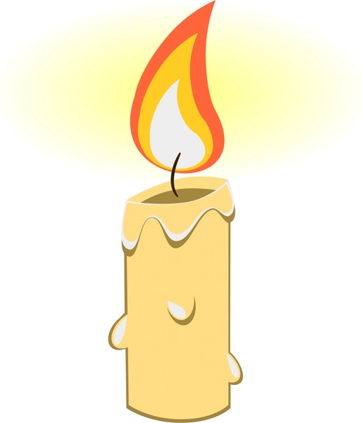 bright candle vector illustration with realistic cartoon design