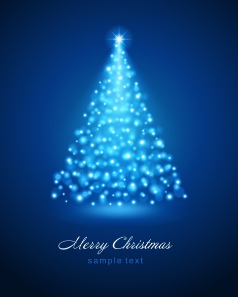 christmas banner sparkling light effect fir tree decor