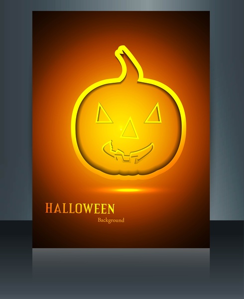 bright colorful happy halloween reflection pumpkin party vector design