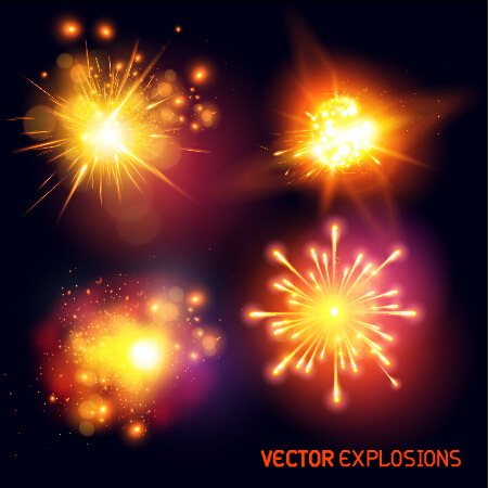 bright fireworks effects design background vector