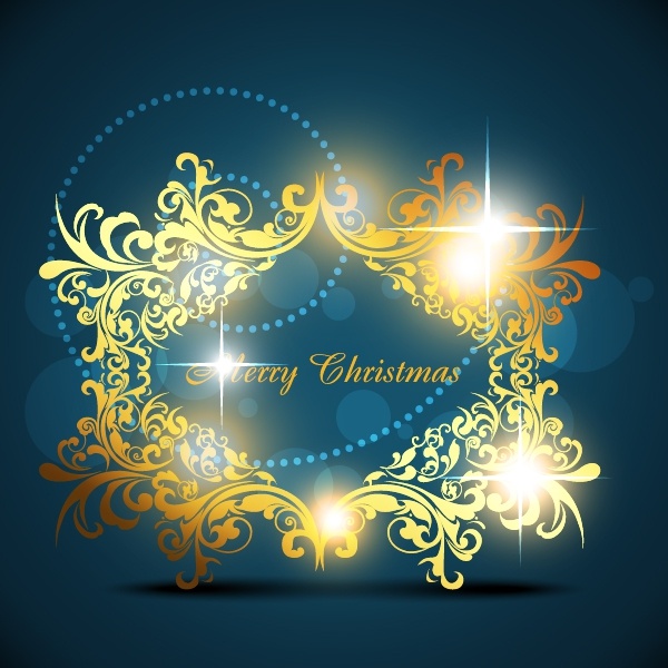 christmas background classical elegant twinkling golden curves decor
