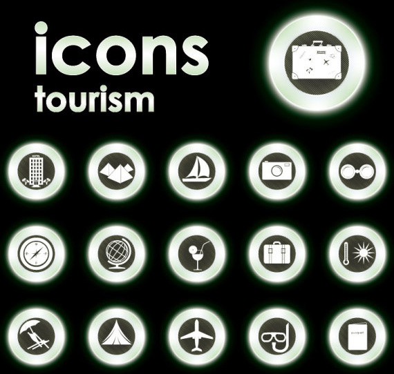 bright round icons design vector set