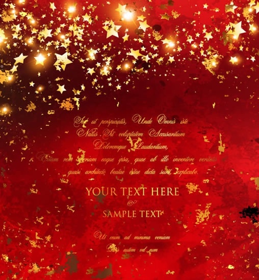 xmas card template dynamic twinkling golden red stars